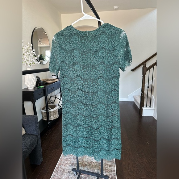 Lulu’s Take Me to Brunch Dark Green Lace Shift Dress - Picture 6 of 9